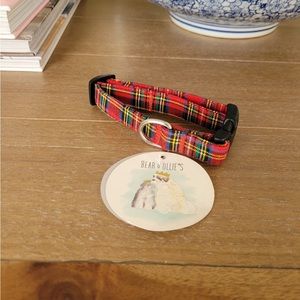 NWT Dog Collar, Christmas Plaid, Size Small